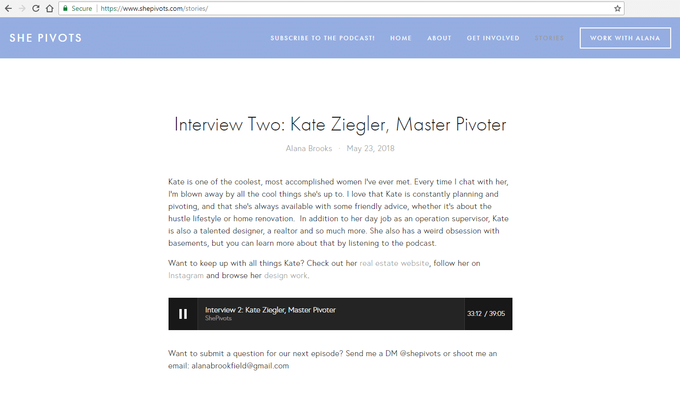 SHE PIVOTS PODCAST: Kate Ziegler, Master Pivoter