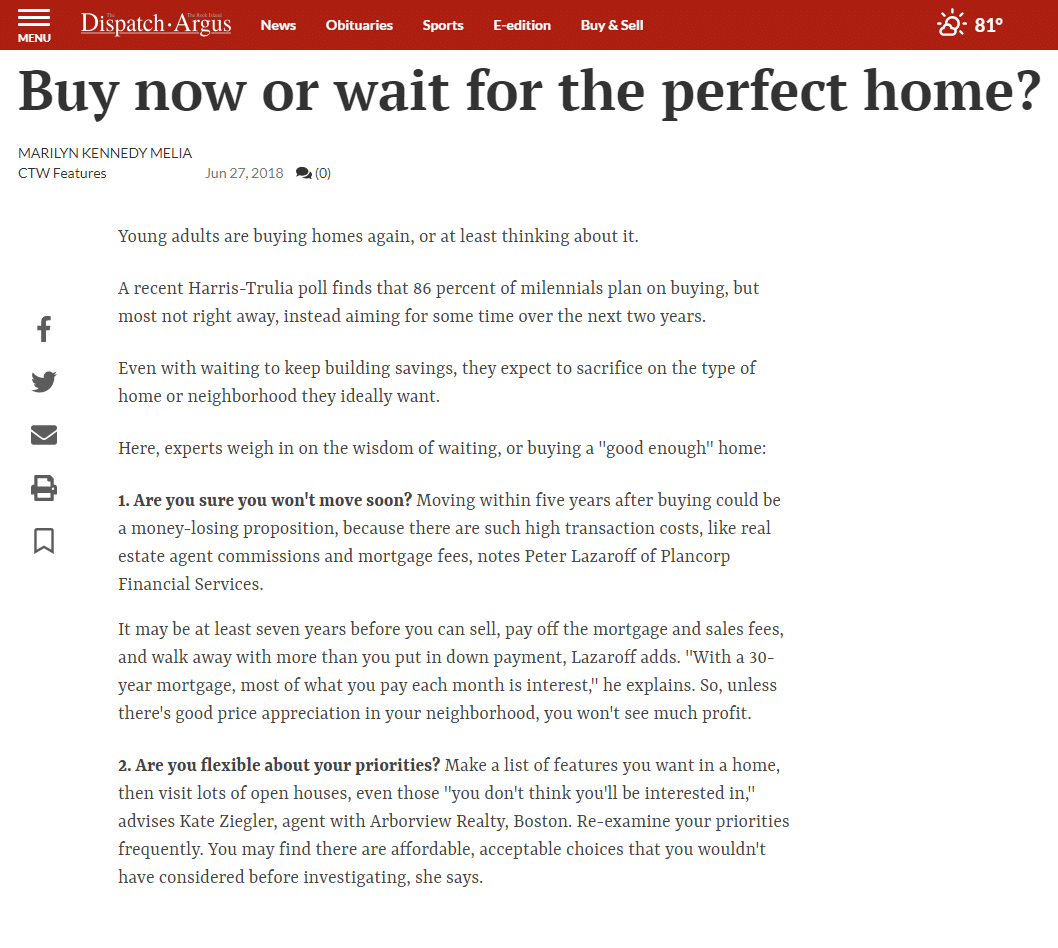 THE DISPATCH: Buy now or wait for the perfect home?