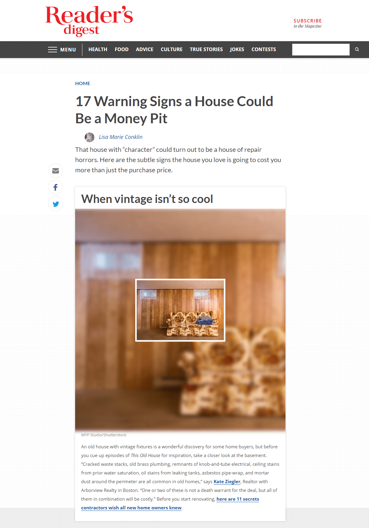 READER’S DIGEST: 17 Warning Signs a House Could Be a Money Pit