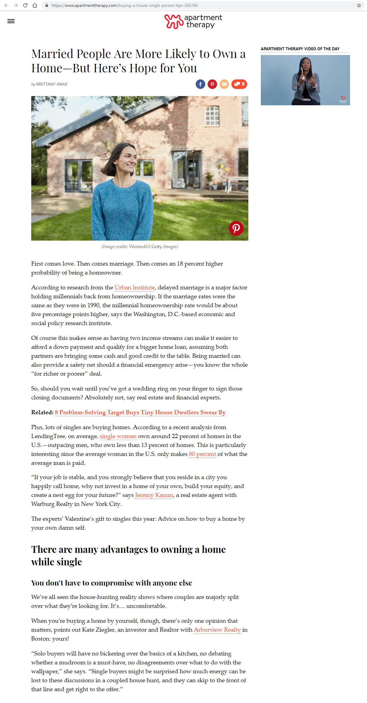 APARTMENT THERAPY: Married People Are More Likely to Own a Home—But Here’s Hope for You